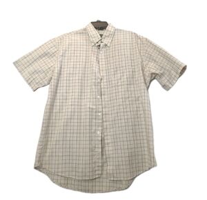 🔥Van Heusen Tan Plaid Wrinkle Free Size L 16-16 1/2 Short Sleeve Excellent!